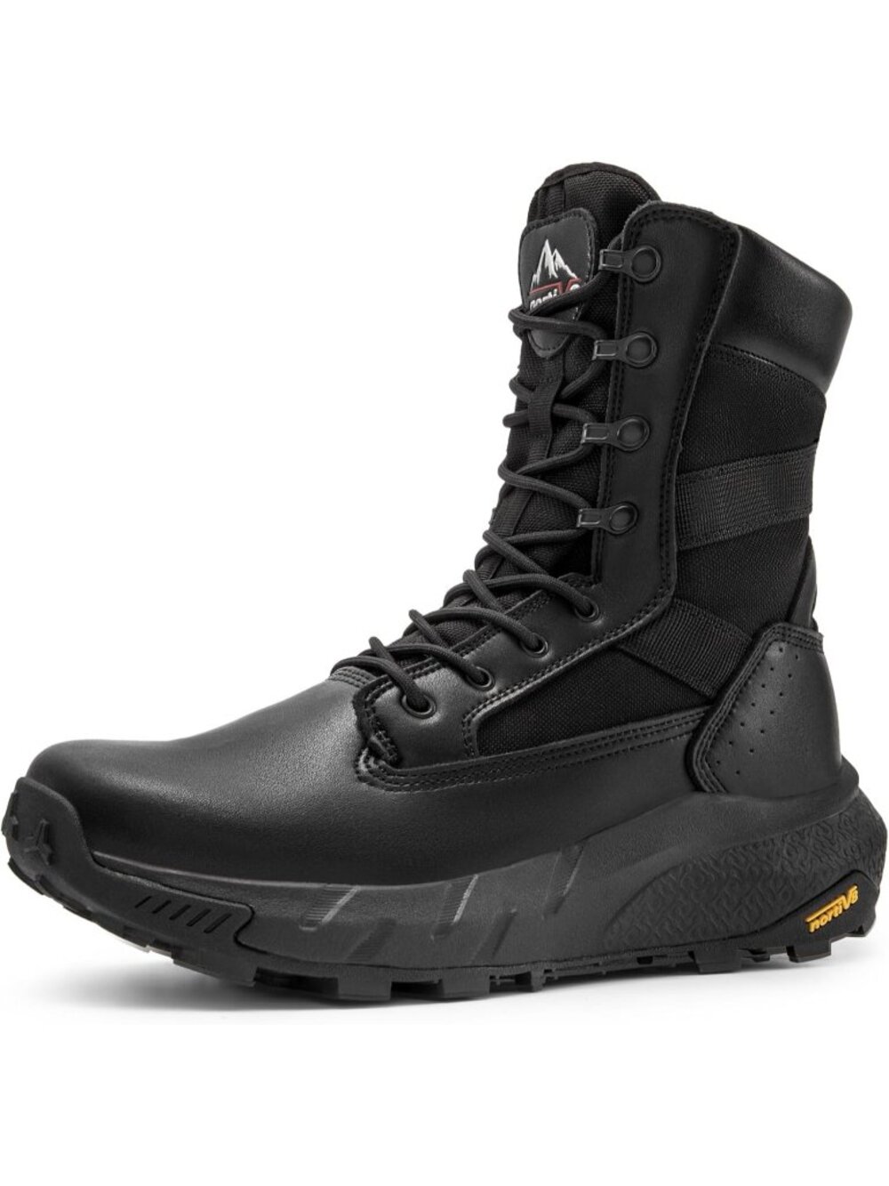 Men's Black Leather Military Tactical Leather Work Motorcycle Combat Boots